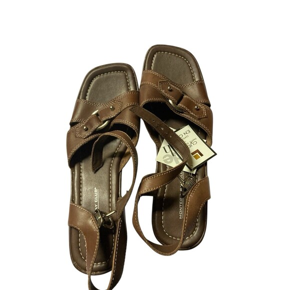 Montego Bay Club Sandals 9W Brown Leather - Picture 2 of 3